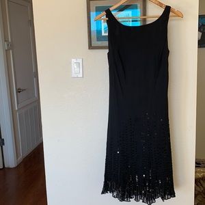 Jones New York Little Black Dress with cowl neck back and sequined detail